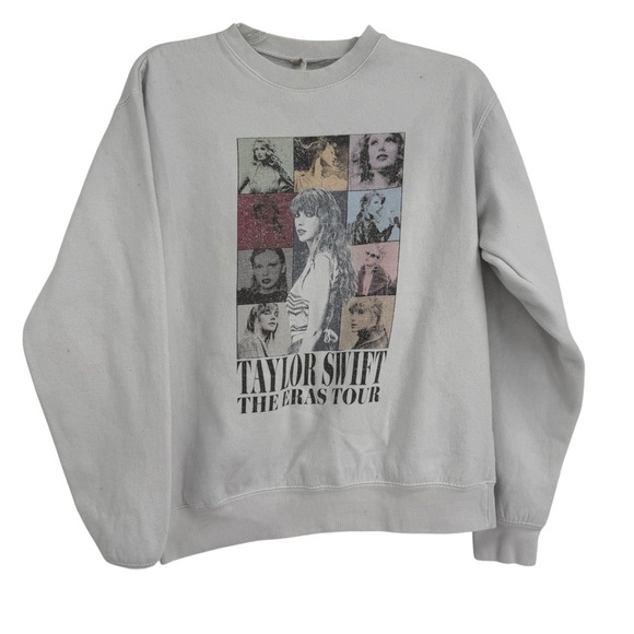 Taylor Swift Tops - Taylor Swift The Eras Tour Sweatshirt Size Large Womens White Pullover Cotton